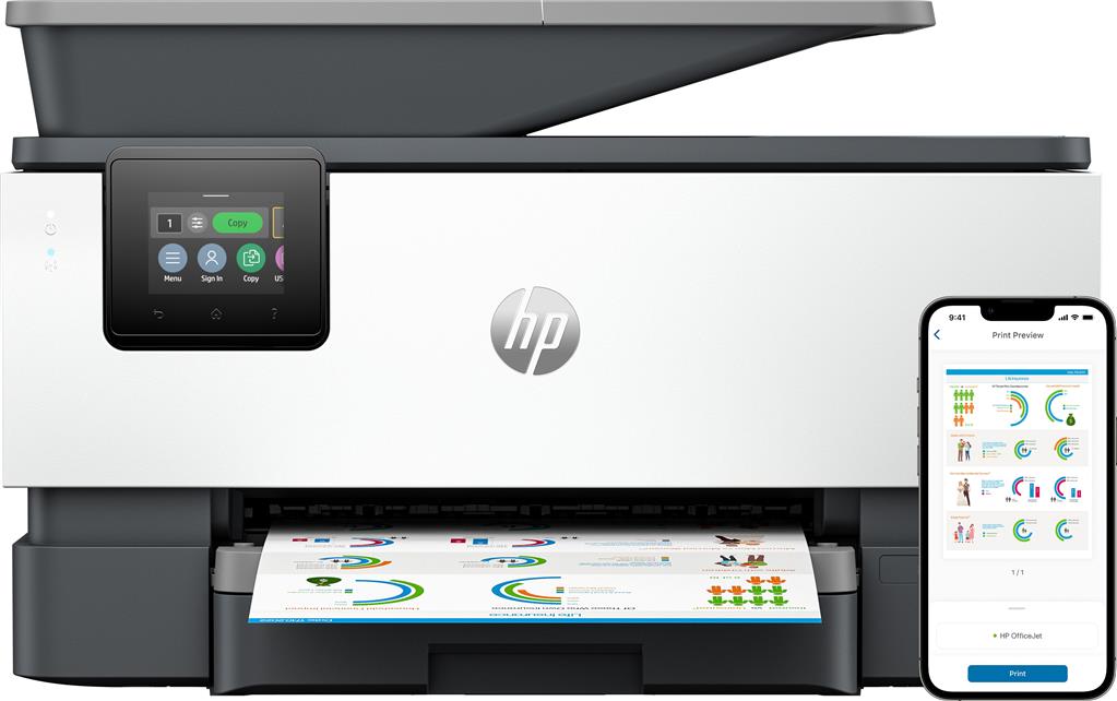 HP OfficeJet Pro 9120b All-in-One Printer, Color, Printer for Home and home office, Print, copy, scan, fax, Wireless; Two-sided printing; Two-sided scanning; Scan to email; Scan to pdf; Fax;