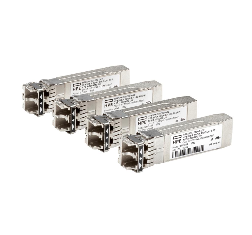 Hewlett Packard Enterprise MSA 10Gb Short Range iSCSI SFP+ 4-pack network transceiver module Fiber optic 10000 Mbit/s SFP+ 850 nm