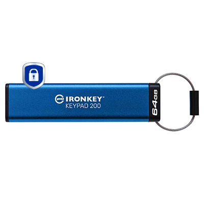 Kingston Technology IronKey Keypad 200 USB flash drive 64 GB USB Type-A 3.2 Gen 1 (3.1 Gen 1) Blue