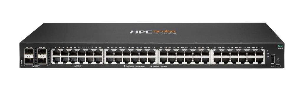 Hewlett Packard Enterprise Aruba 6100 48G 4SFP+ Managed L3 Gigabit Ethernet (10/100/1000) 1U Black