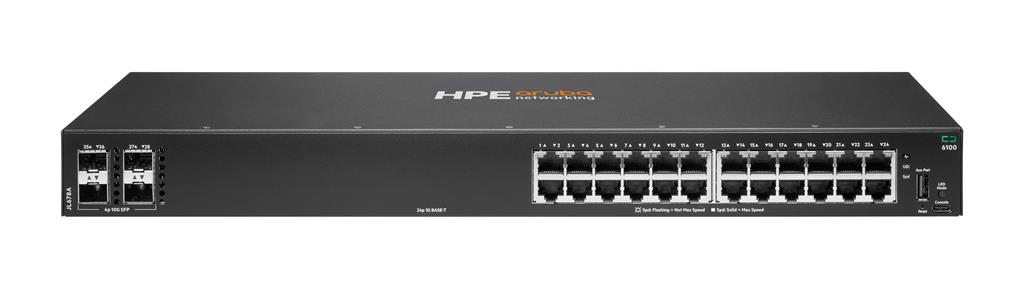 Hewlett Packard Enterprise Aruba 6100 24G 4SFP+ Managed L3 Gigabit Ethernet (10/100/1000) 1U Black