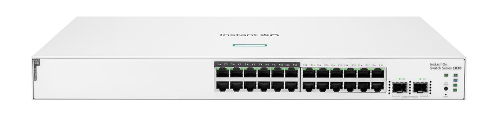 Hewlett Packard Enterprise Aruba Instant On 1830 24G 12p Class4 PoE 2SFP 195W Managed L2 Gigabit Ethernet (10/100/1000) Power over Ethernet (PoE) 1U