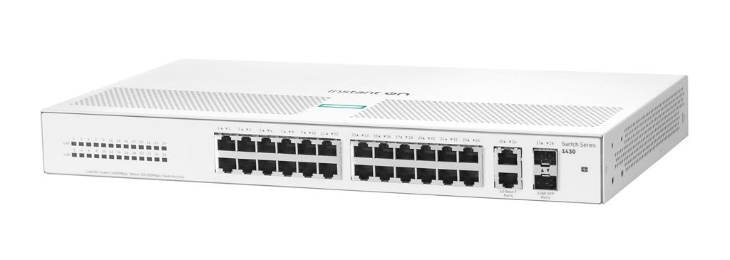 Hewlett Packard Enterprise Aruba Instant On 1430 26G 2SFP Unmanaged L2 Gigabit Ethernet (10/100/1000) 1U White