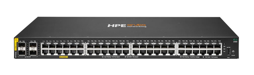 HPE 6100 48G Managed L2 Gigabit Ethernet (10/100/1000) Power over Ethernet (PoE) 1U