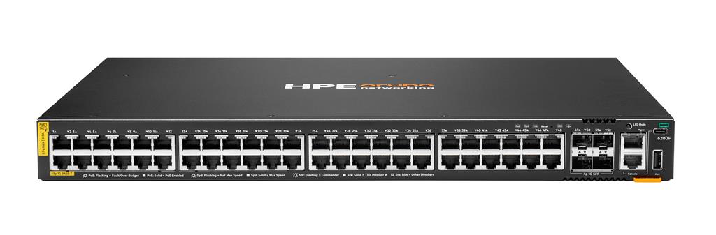 HPE Aruba Networking CX 6200F 48G Class-4 PoE 4SFP 740W Managed L3 Gigabit Ethernet (10/100/1000) Power over Ethernet (PoE) 1U